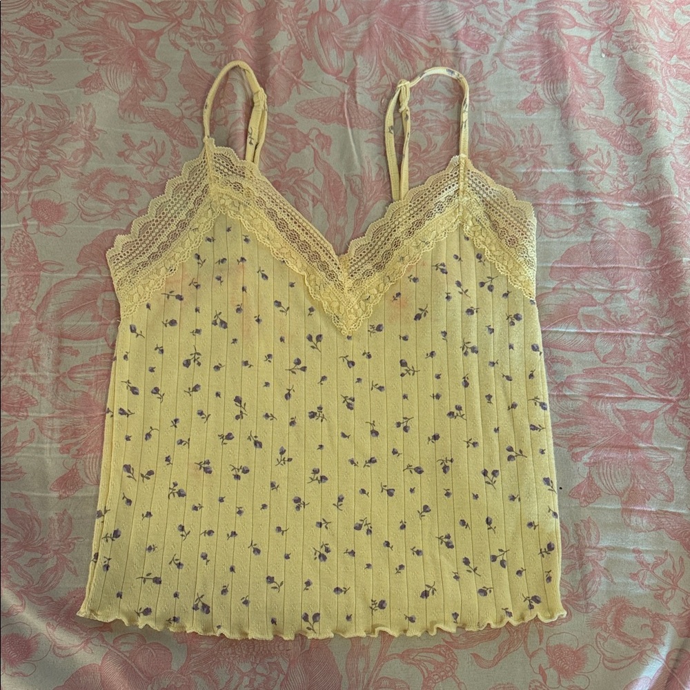 Yellow floral tank top